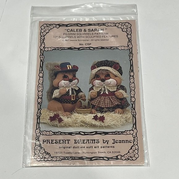 Four Holiday Animal Angel Cloth Doll Patterns Uncut Frog Squirrel Halloween Cat - Picture 2 of 16